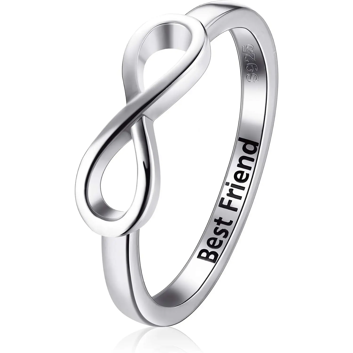 Personalized Infinity Knot Ring for Best Friend, S925 Sterling Silver Friendship Ring, Great Friend Jewelry Gifts for Birthday, Christmas, Holiday