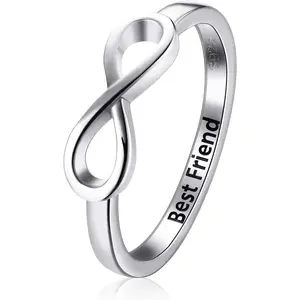 Personalized Infinity Knot Ring for Best Friend, S925 Sterling Silver Friendship Ring, Great Friend Jewelry Gifts for Birthday, Christmas, Holiday