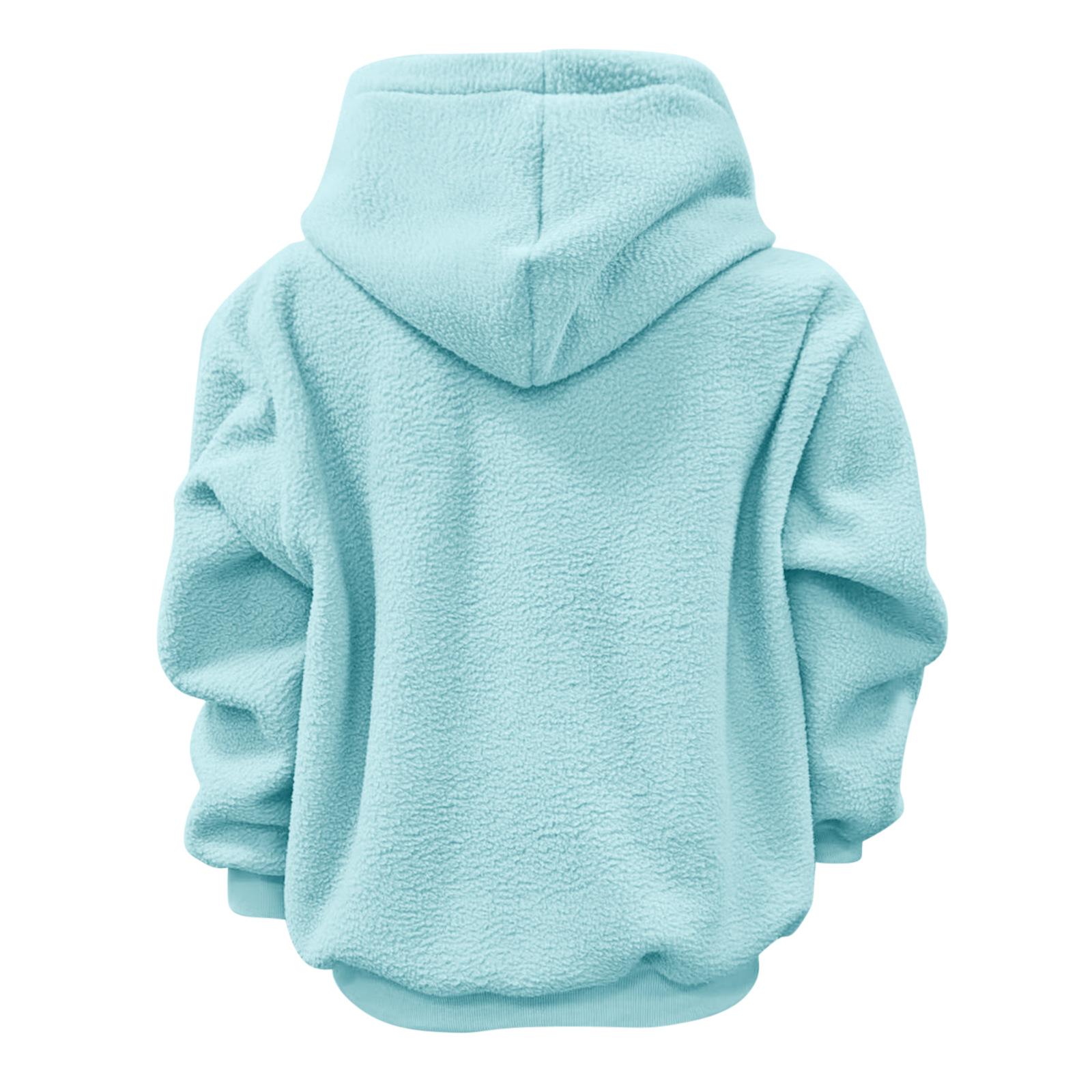 Autumn and Winter Solid Color Hooded Plush Pet Pocket Loose Pullover Sweatshirt for Women Fashionable Warm Cold Resistant Polyester,Gift