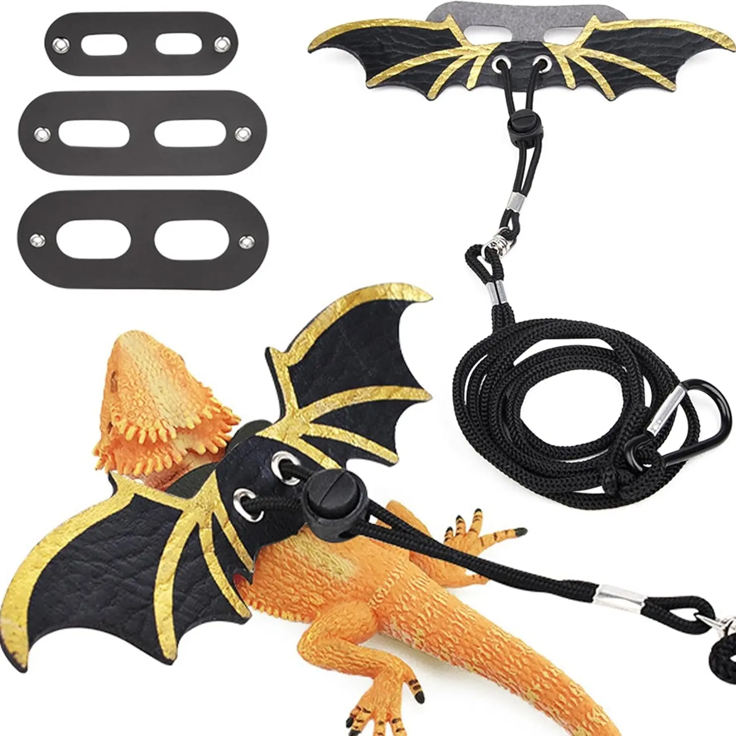 Lizard Harness Leather Wings Chest Strap, Chameleon Squirrel Leash, Small Pet Supplies, Outdoor Gear for Reptiles, Comfortable & Durable