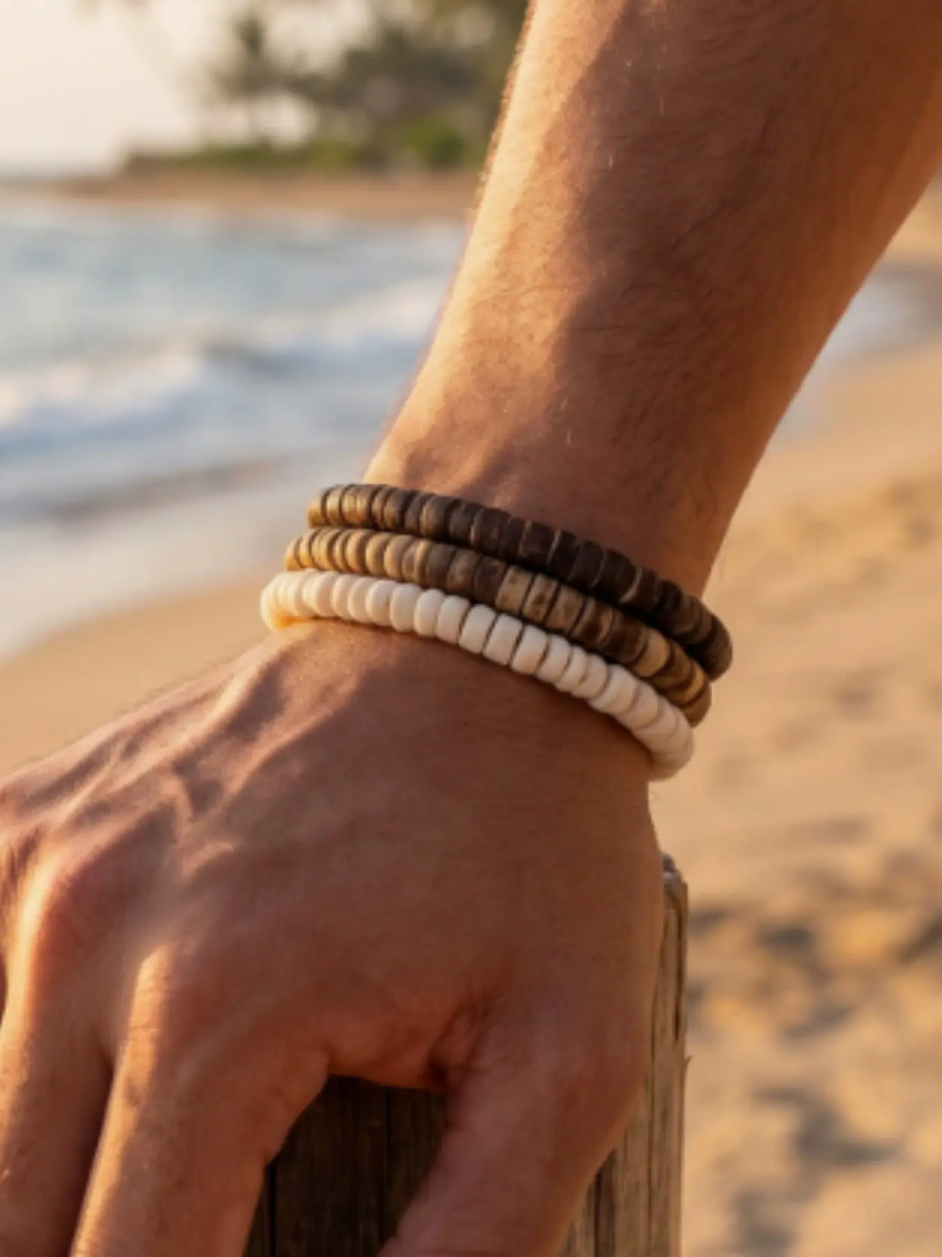 Men's Vintage Wooden Bead Bracelet Set, Multi-Piece Personalized Jewelry, Unique Handmade Accessories for Men, Stylish Gift Idea