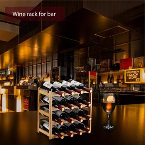 Bamboo Wine Rack, Sturdy and Durable Countertop Wine Storage Cabinet Shelf for Pantry - 4 Tiers 16 Bottle Wine Rack