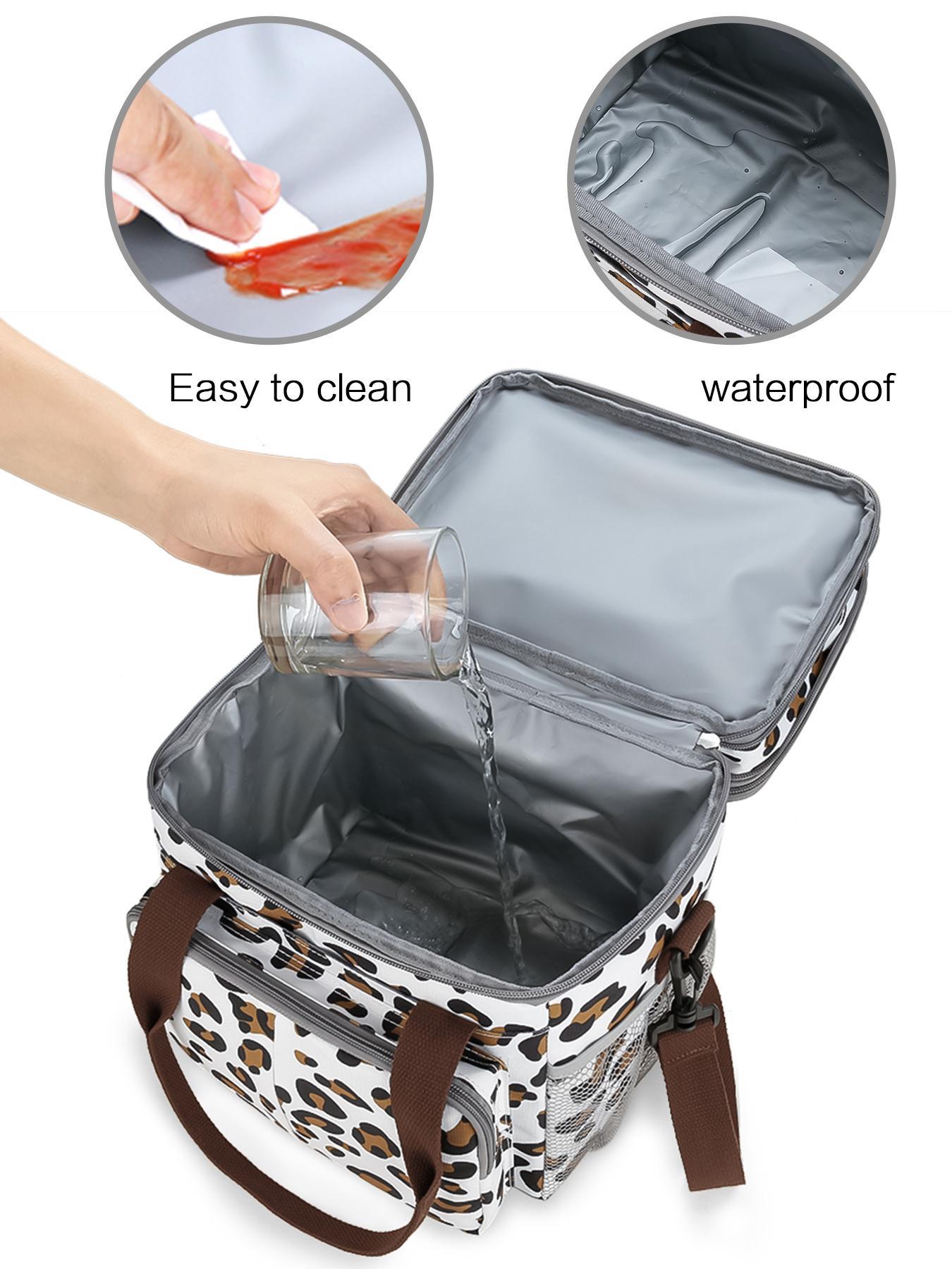 Fashionable All Over Print Lunch Bag,  Lunch Bag for Women, Summer Large Capacity Waterproof Lunch Bag with Adjustable Strap & Pocket, Lunch Box Cooler Bag for Outdoor As Gift for Fall 2024, Fall Outfits, Fall Freshness