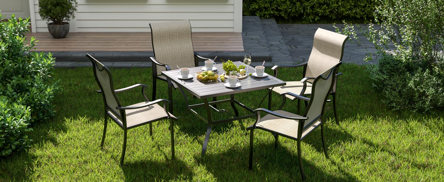 UDPATIO Patio Dining Chairs Set of 4 Outdoor Dining Chairs with High Back Patio Furniture Chairs with Armrest Metal Frame for Lawn Garden Backyard UDPATIO Patio Dining Chairs Set of 4 Outdoor Dining Chairs with High Back Patio Furniture Chairs with Armrest Metal Frame for Lawn Garden Backyard