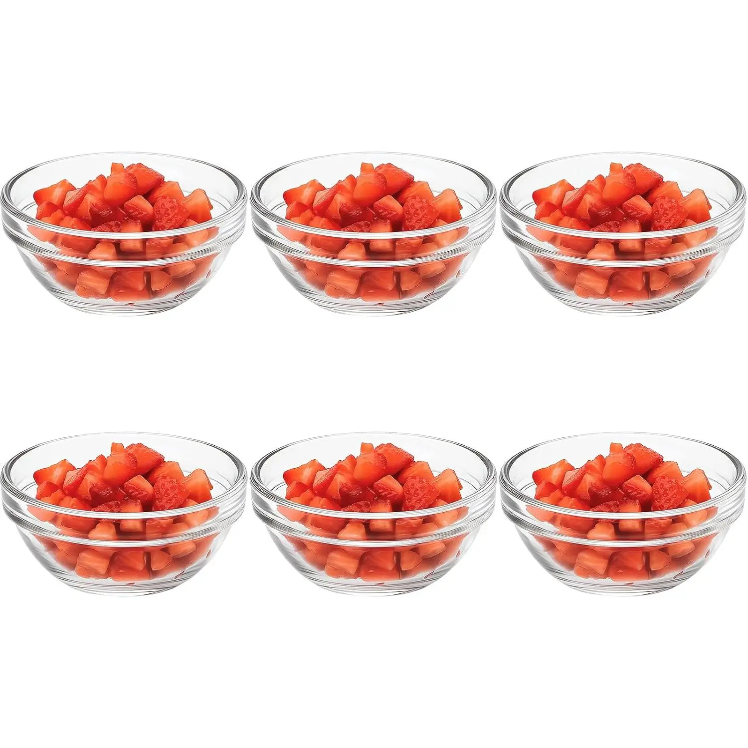 6 Pack Small Glass Bowls,Mini Glass Prep Bowls,2.5oz Small Ramekins,Stackable Condiment Containers,Clear Glass Ingredient Bowls,for Prep Dips,Ice Cream,Snacks,Candy Meal Prep Bowls,Dessert Bowls