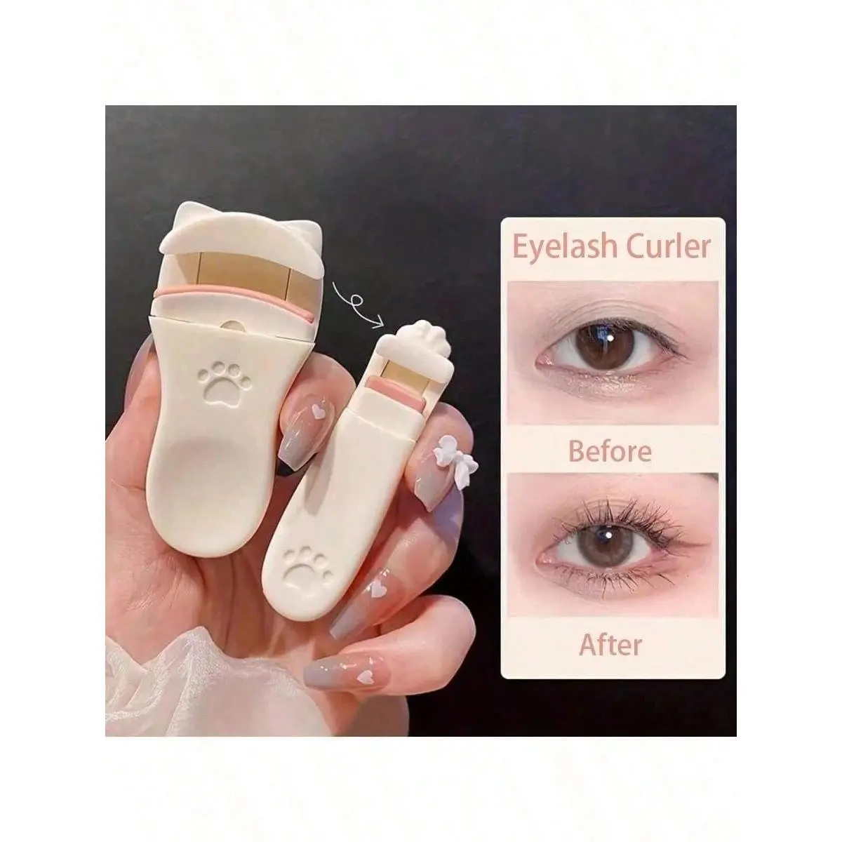 2Pcs Portable Eyelash Curler,Cat Claw Eyelash Curler, Edgeless Long Lasting Curling Tool, Gentle Half Clip For Natural Eyelashes