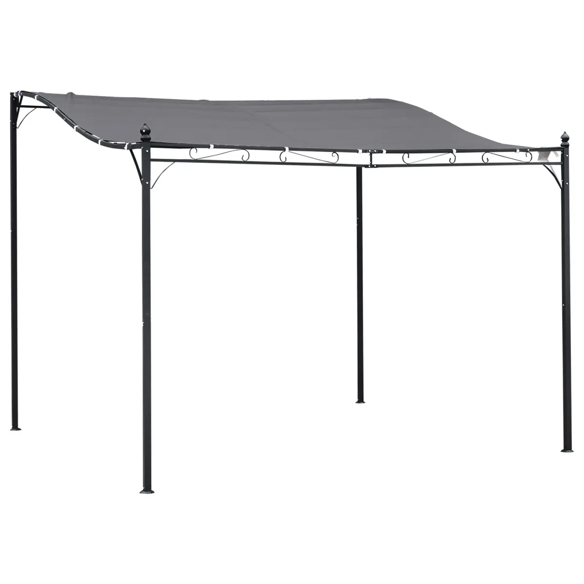 10' x 10' Steel Outdoor Pergola Gazebo, Patio Canopy with Weather-Resistant Fabric and Drainage Holes for Backyard Pool Deck Garden, Gray