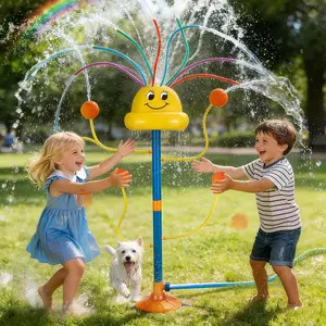 Water Sprinkler Outdoor Yard Toy for Kids, Smile Face Rainbow Splash Toy with 8 Wiggle Tubes 4 Nozzle, Backyard Lawn Water Sprinkler, Summer Family Games, Fun Water Toys for Kids 3-8 Boy Girlfidget toys
