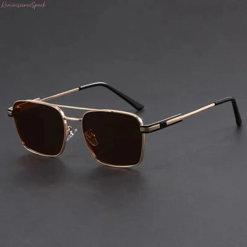 XUH Male Double-Bridge Aviator Sunglasses - Bold Retro Style Metal Frame, UV400 Protection, Lightweight Nylon Lenses, Cool Gifts for Guys, Father's Day & Mens Accessories for Driving, Outdoor Sports, Men's Accessories, Mens Gifts