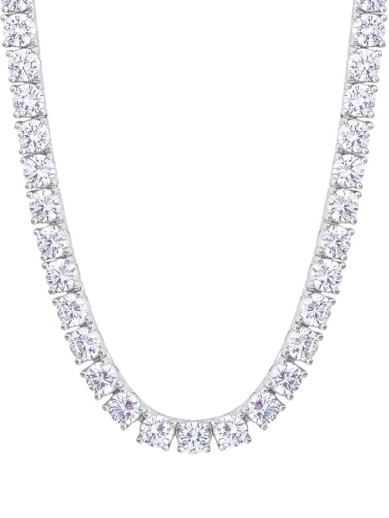 Rhinestone Decorated Tennis Chain Necklace, Hip Hop Necklace for Party, Daily Clothing Decor, Trendy All-match & Exquisite Jewelry for Birthday Gift, Cuban Link Chain