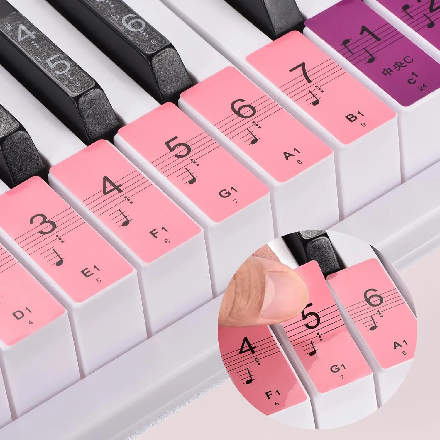 Piano Keyboard Stickers for 88/61/54 , Piano Stickers for Beginners Learning, Removable, Leaves No ,Multicolor
