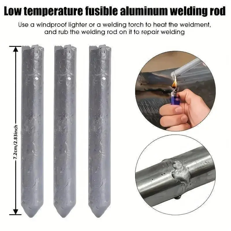 Flux-Cored Aluminum Rods with Easy Fusibility - Low-Temperature Fast-Melting Welding Rods for Water Tanks, Pipes, Stainless Steel, Copper, Iron, Ideal for Weld Repair and Filling, 6 Pcs