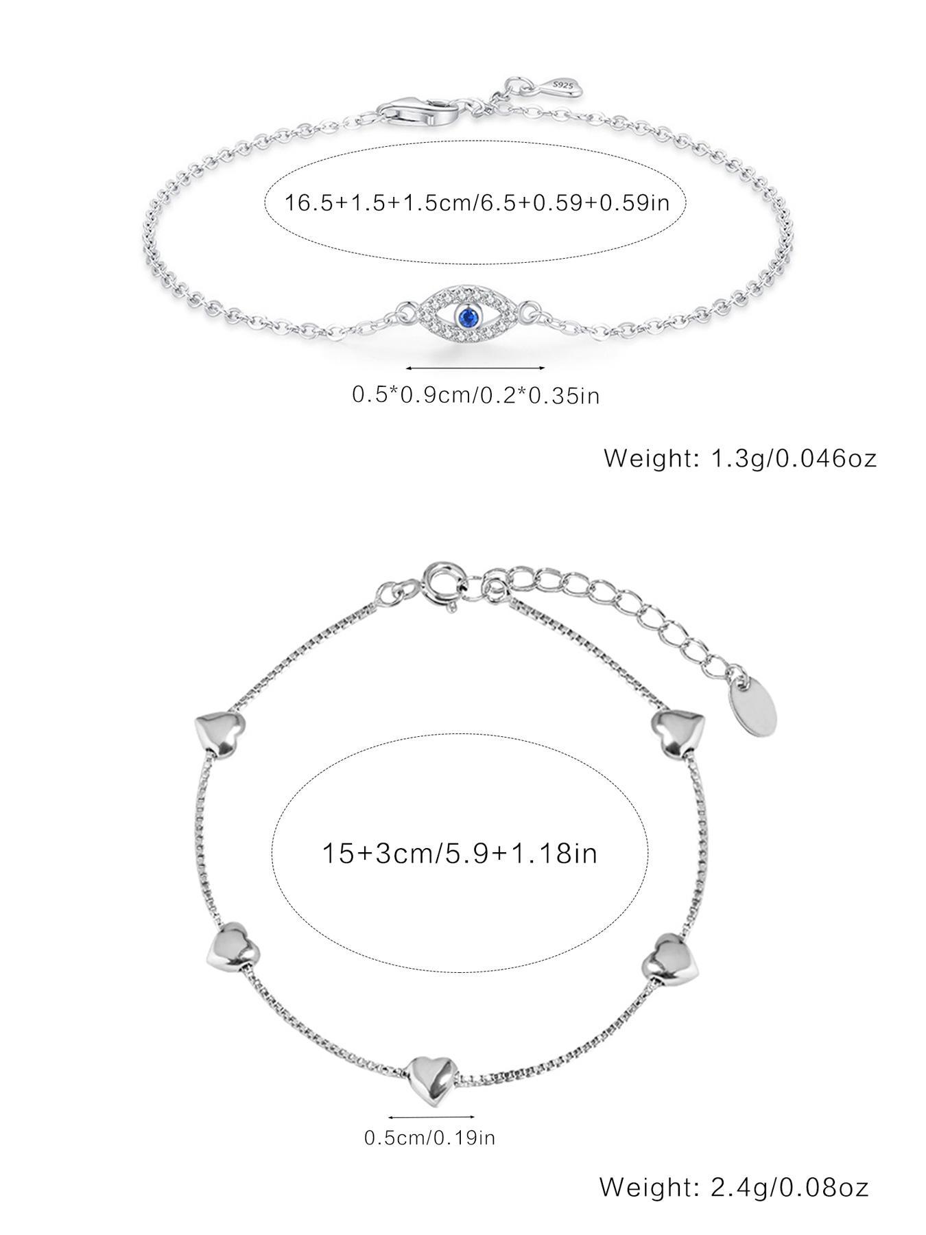 S925 Sterling Silver Simple Heart Design Bracelet, Fashionable Jewelry for Women & Girls, Trendy All-match & Exquisite Jewelry for Birthday Gift, Heart Shaped Bracelet
