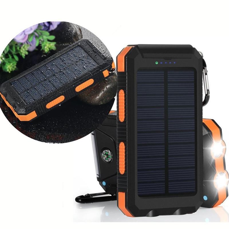 10000 mAh Portable Solar Power Bank with Solar Panels, Solar Powered Charger with Dual LED Flashlights, Power Bank for Travel, Camping, Travel Gadgets #GLOBAL PICKS
