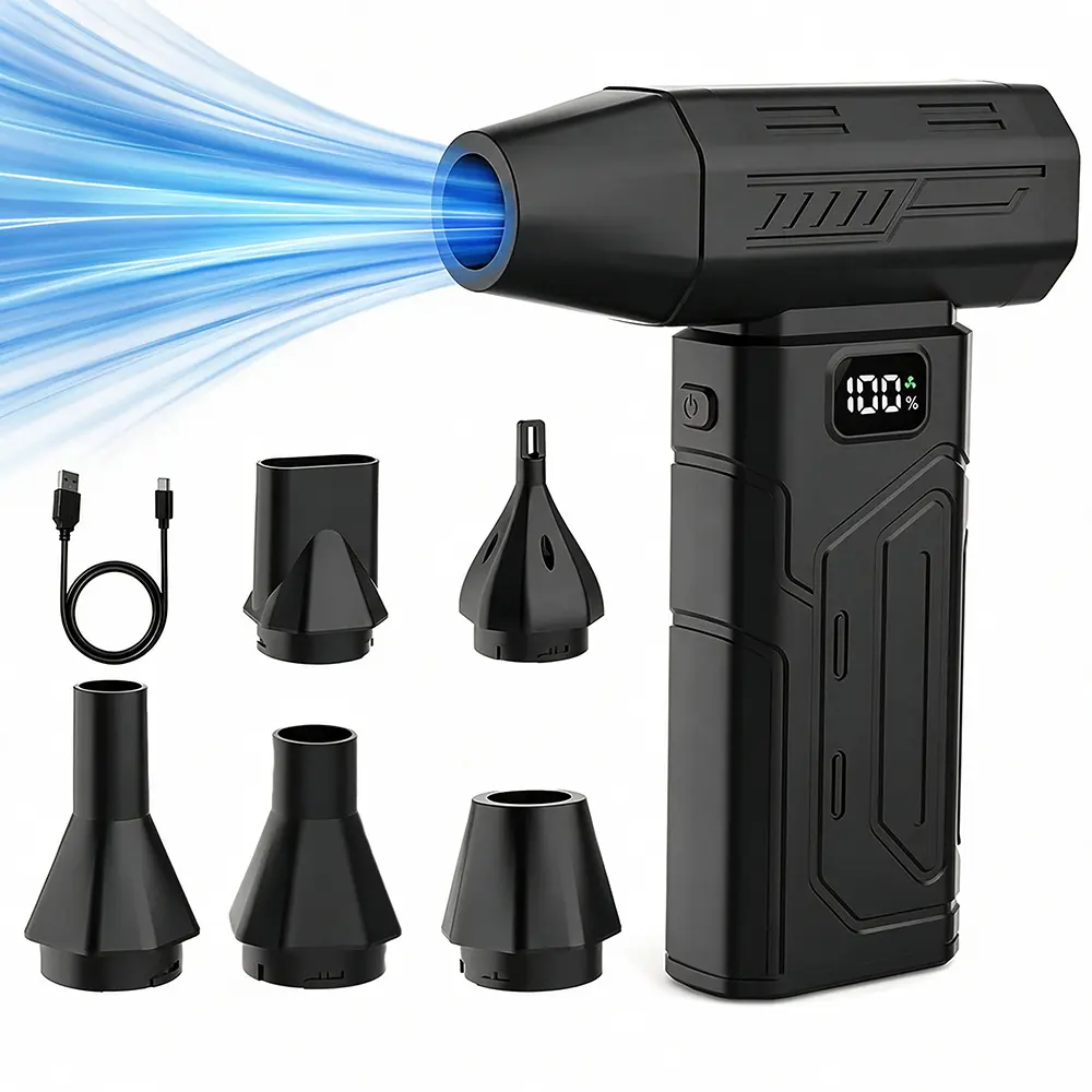 Compressed Air Duster-Super Power Air Blower with Brushless Motor | 5 Nozzles, 6-speed adjustable rechargeable Air Duster for PCs, Keyboards, Cars, Outdoor Use, the Home, and Clearing Snow and Leaves, Cordless Dust Blower
