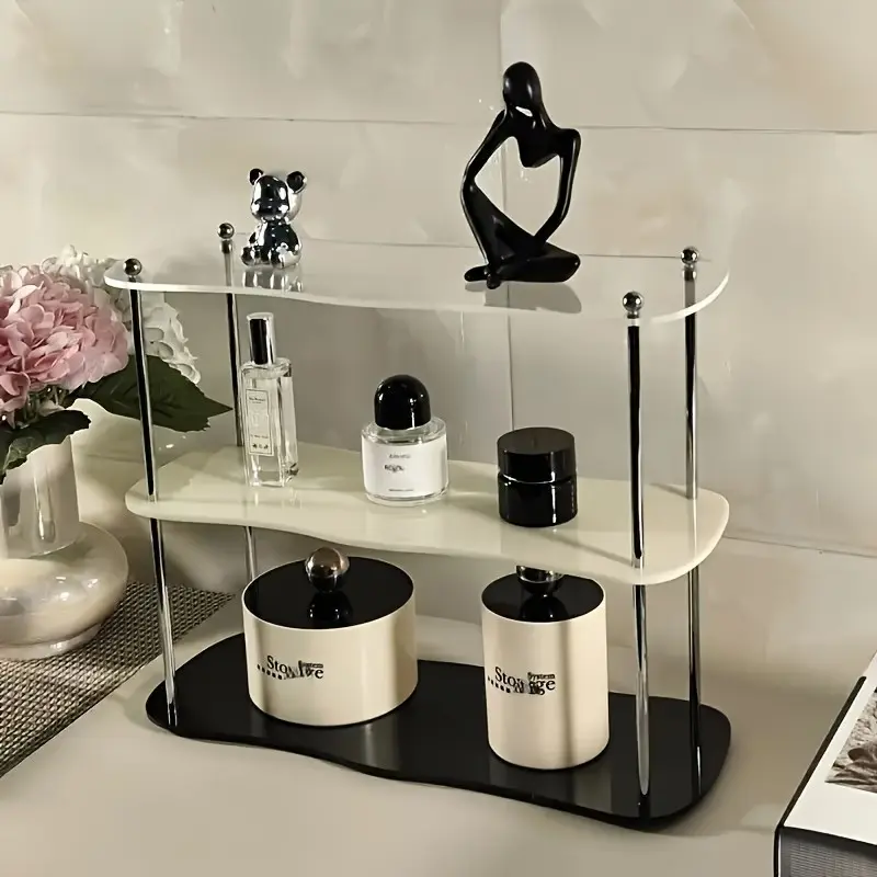 Detachable Acrylic Desktop Organizer Rack, Stylish Three-Tier Design, Space-Saving, Easy Assembly, Durable Display for Makeup & Beauty Supplies, Cosmetic Storage Organizer, Cosmetics Organizer