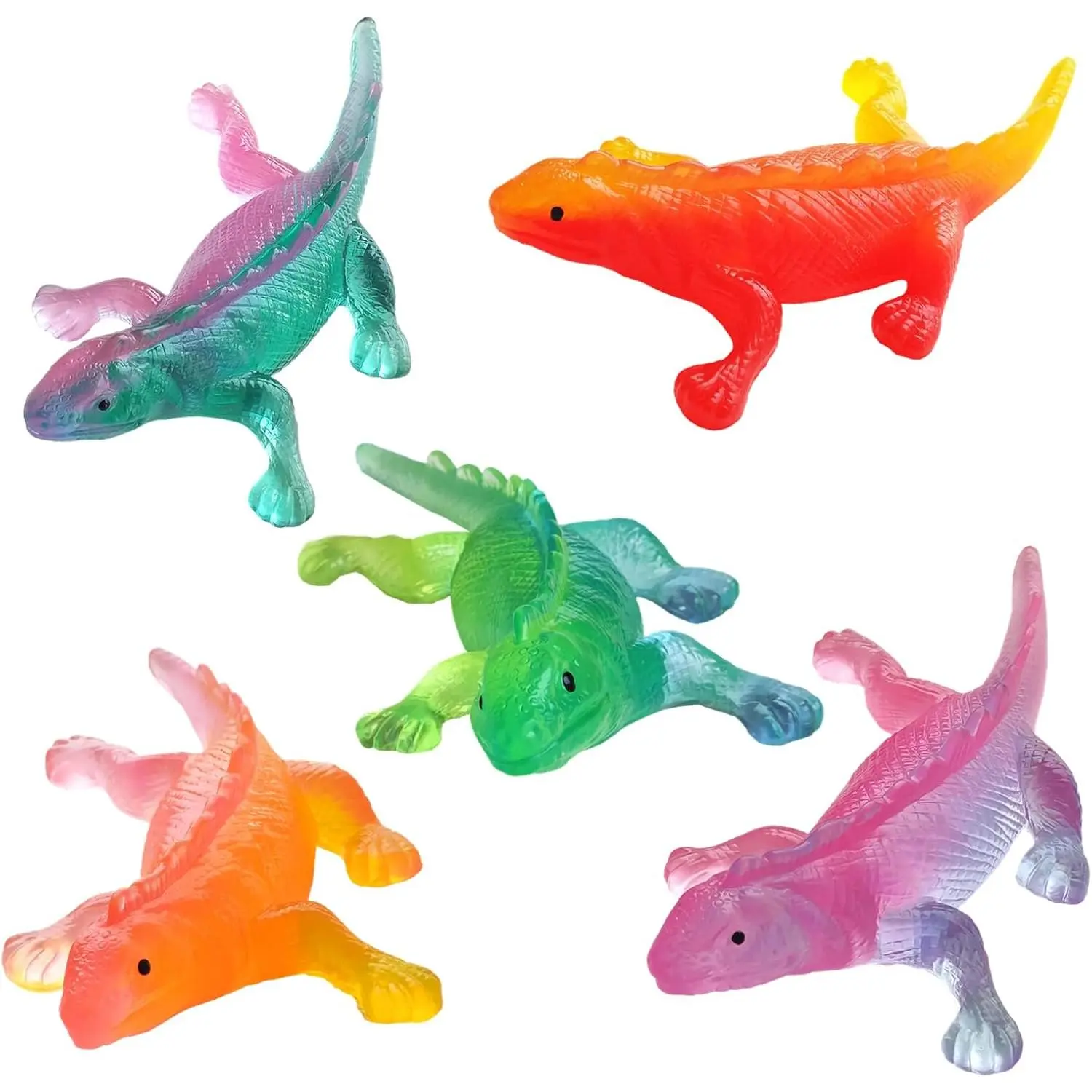 5 PCS Super Sticky Gradient Color Series Cute Soft Lizard Mochi Squishy Toys,Fidget Toys,Stress Relief Squeeze Toys,Gift Collection Kids Toys