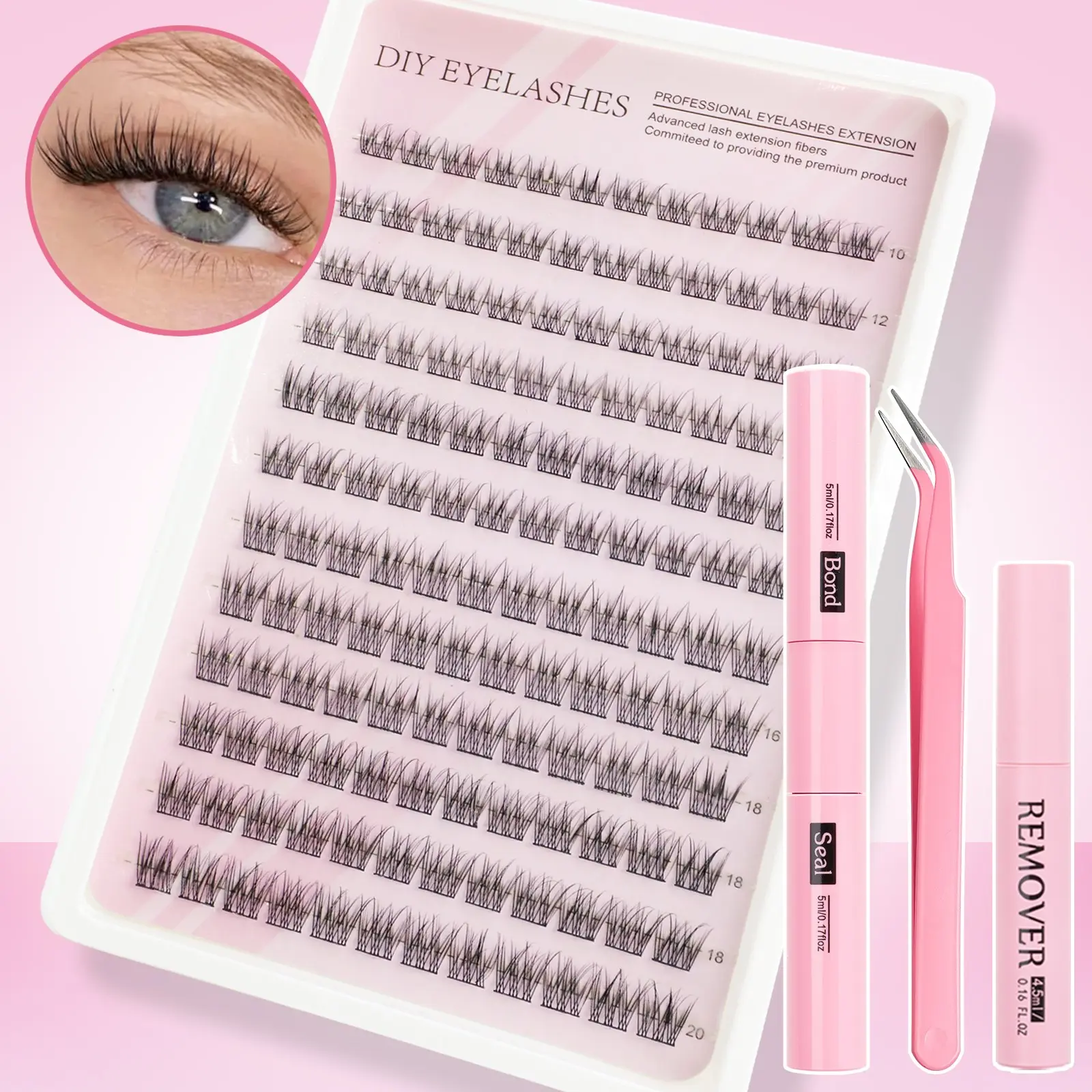 144pcs False Eyelash Extension Kit, DIY Eyelash Set, CC Curl, Natural & Dense Style, 10-20mm Mixed Set, Home Self-Lamination, Beginner Friendly, Eyelashes Extensions, Soft Natural Eyelash