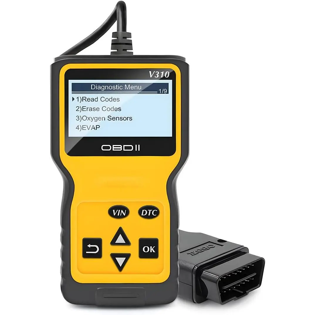 Compact Handheld OBD2 Scanner Code Reader for Cars/Motorcycles, Plug-and-Play Check Engine Codes Tool, Yellow