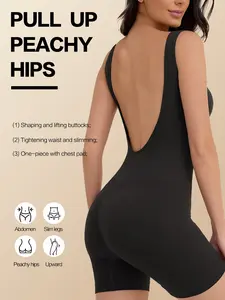 Women's Tight Bodycon Bodysuit, Strong Shaping Waist Trainer, High Elasticity Backless Workout Gear, Tummy Control Exercise Wear