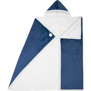 Wearable Hooded Adult and Men 71"x51"-Soft, Lightweight, Microplush, Cozy and Functional Throw Blanket China Blue