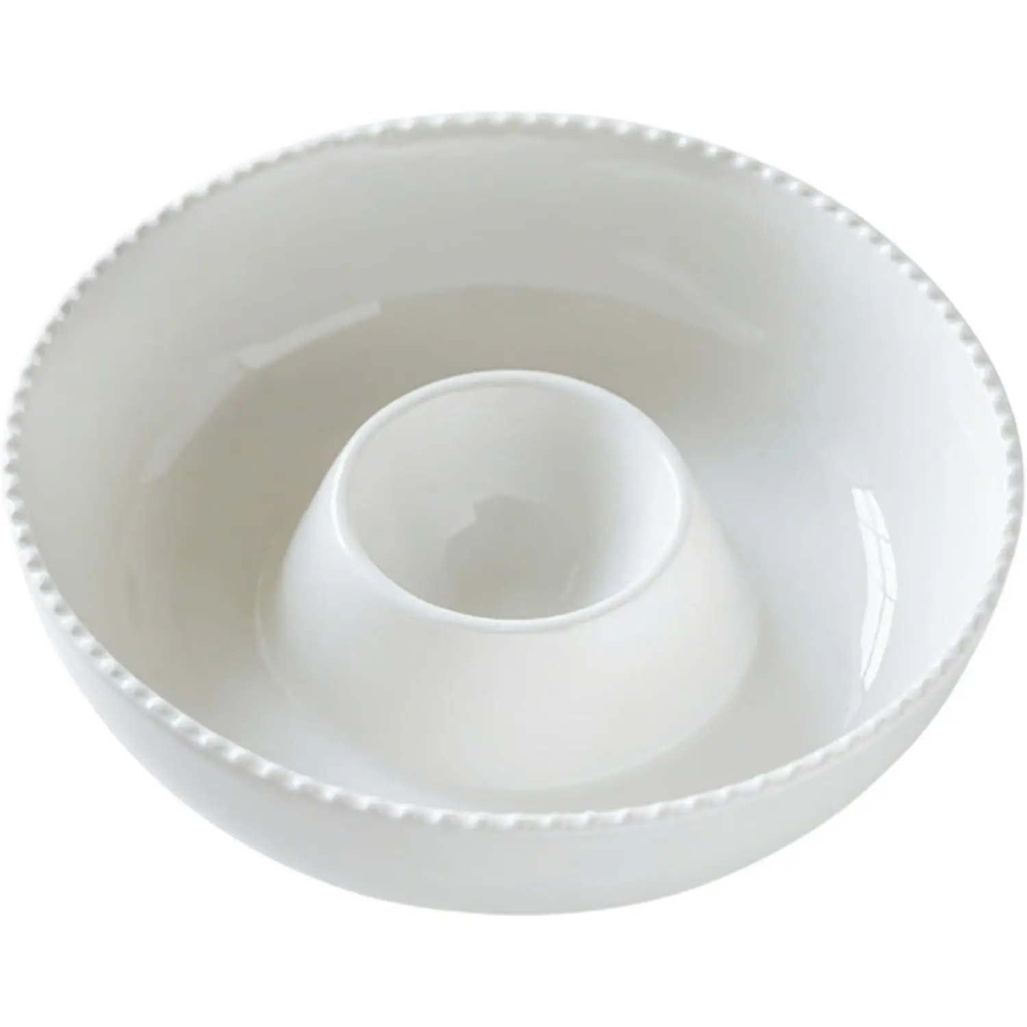 11'' Ivory White Ceramic Chip and Dip Tray, Middle Size Divided Serving Set for Parties, Perfect for Salsa, Snacks, Veggies, Dumplings, Fruit, Salad, Ideal for Entertaining & Hosting