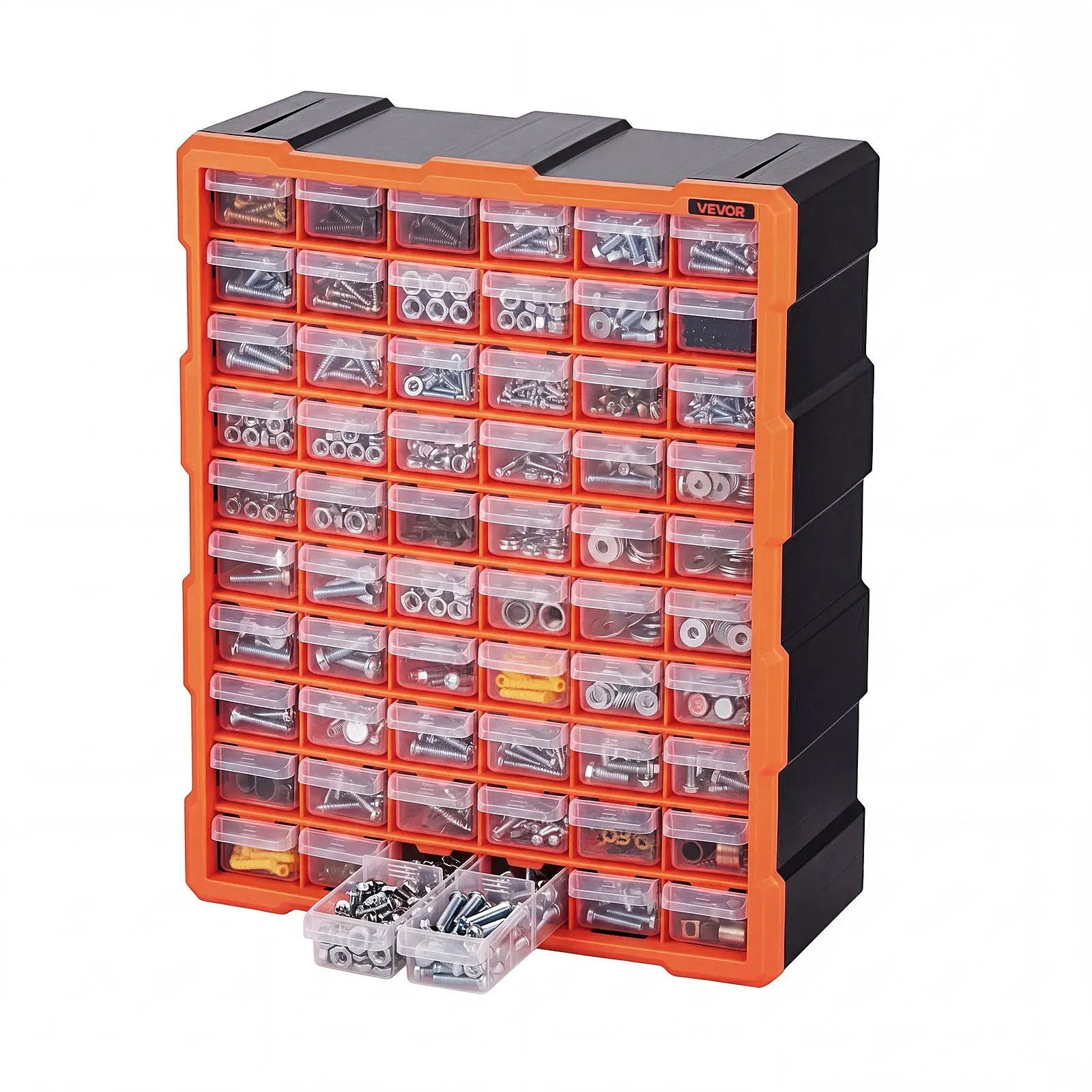 VEVOR 60-Drawer Plastic Stackable Storage Cabinet with Label Stickers, Anti-Drop Dividers, Reinforced Frame, Sliding Drawers - Wall-Mounted Hardware Sorter for Garage, Beads