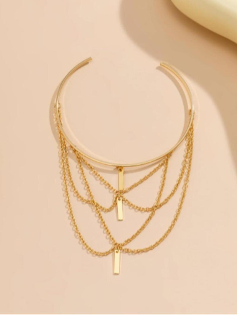 Women's Chain Decor Metal Arm Cuff, Fashion Accessories For Party, Open Armband Summer Beach Party Arm Jewelry For Women And Girls