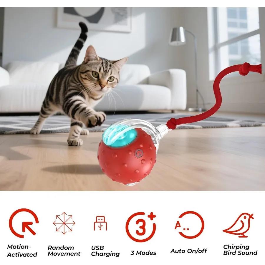 Interactive Cat Toy Ball with Bird Chirping Super Drive Cat Rolling Balls Motion Activated Sensor Pet Kittens Teaser Game Toys Interactive Cat Toy Ball with Bird Chirping Super Drive Cat Rolling Balls Motion Activated Sensor Pet Kittens Teaser Game Toys
