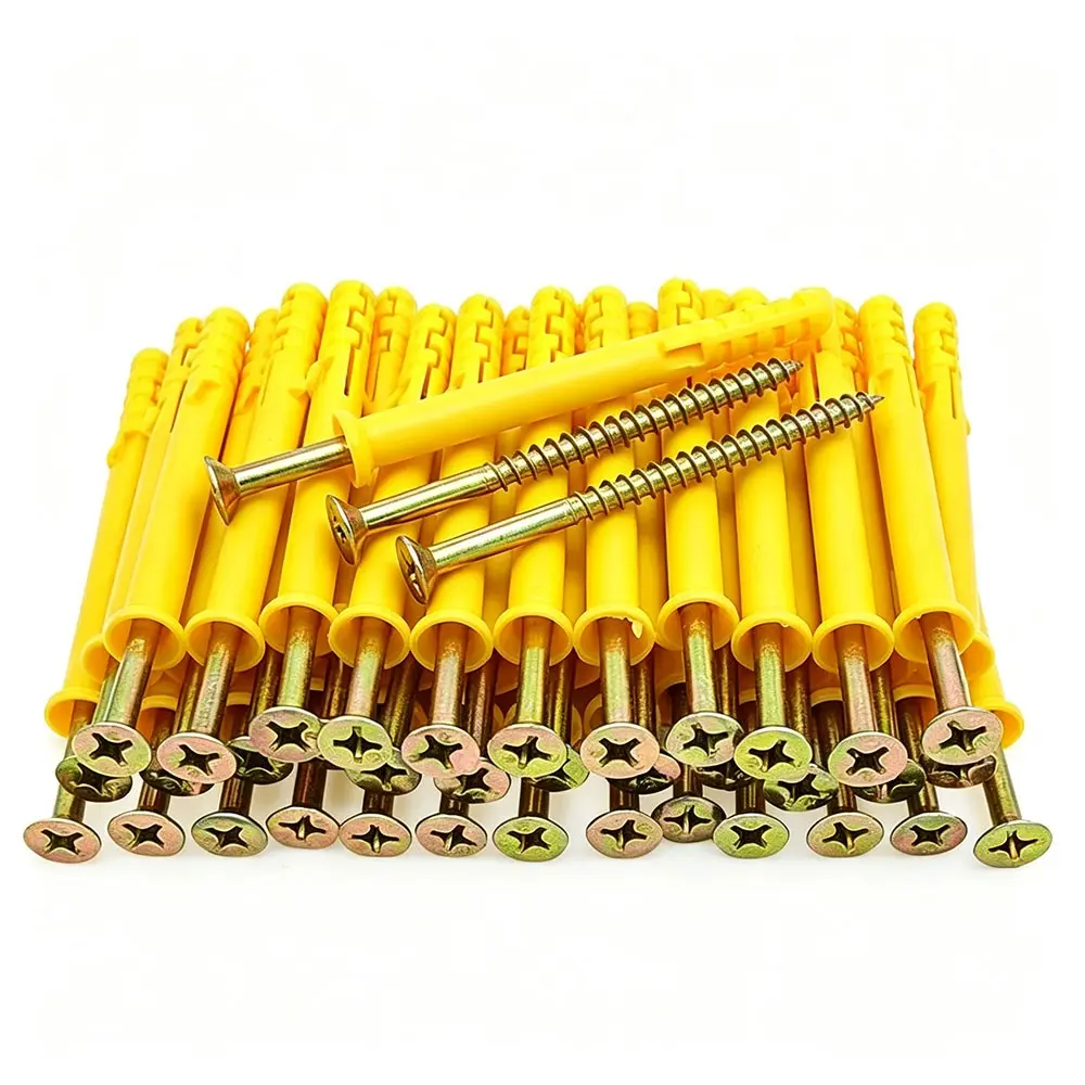 Small Plastic Anchors, Extended Self-Tapping Screws for Cabinets, Durable Wall Mounting Hardware, Ideal for Home Improvement Projects