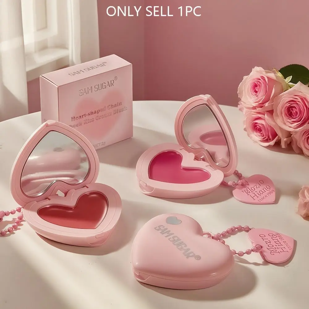 Sam Sugar Lip Blush Dual-Use Heart Shape Blush, Natural Contouring Highlighter, Portable Makeup, Enhances Complexion, Easy Application