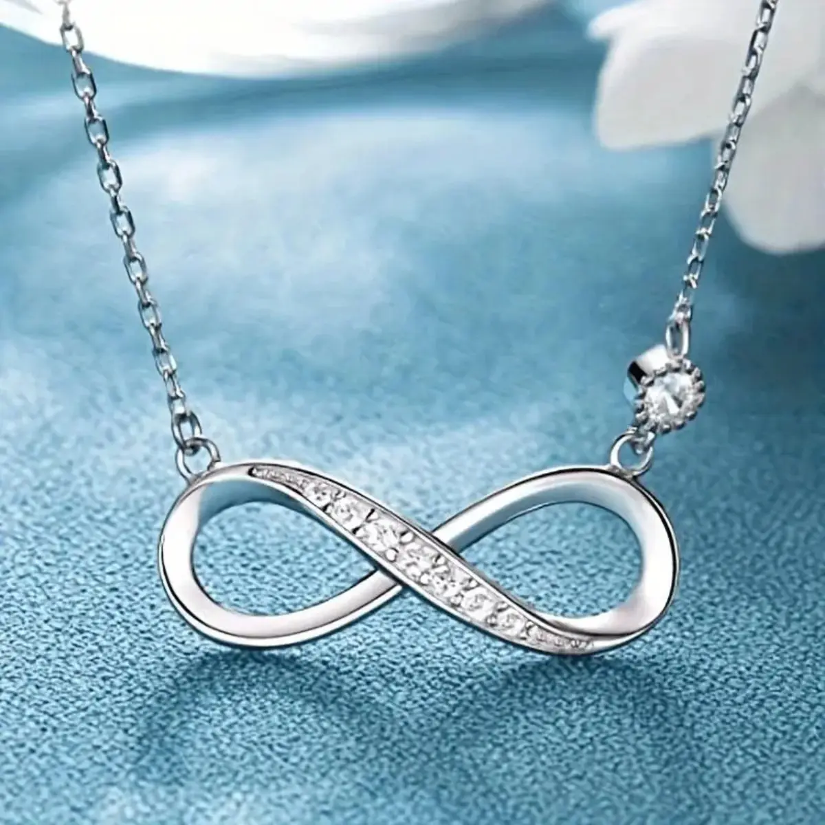 Silvery Infinity Love Jewelry Set - White Gold Plated Necklace & Bracelet Matching Suite, Romantic Women's Gift for Wedding Party & Valentine's Day