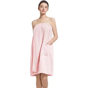 Women'S Soft Wrap Towel Full Length，Bath Robe After Shower Female Plush Long，Spa Bathrobes Lightweight With Pockets(Gift)