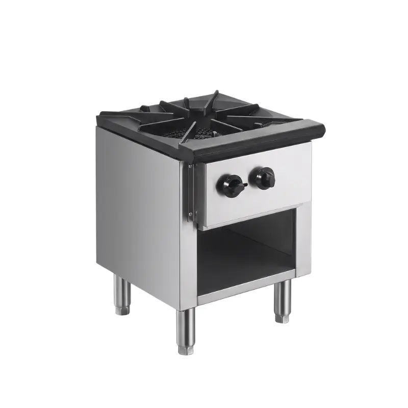 ARCH Commercial Stove with Cabinet, 90000 BTU Propane-Natural Gas Convertible Countertop Range, Stainless Steel Burners & Construction, Heavy-Duty Cast Iron Top, Restaurant Commercial Kitchen Equipment