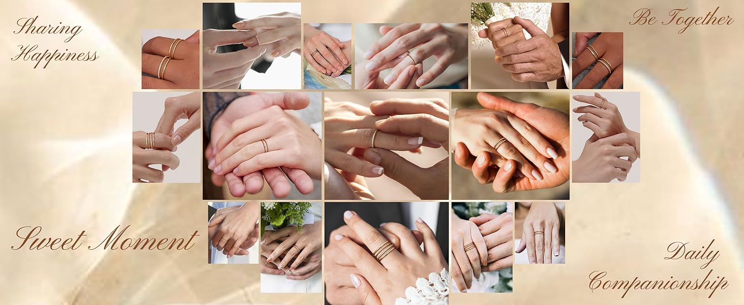 MILACOLATO 14K plated Gold Filled 1.3mm Thin Stackable Rings for Women - Minimalist Non Tarnish Half Cubic Zirconia Band Rings - Dainty Trendy Statement Stacking Rings Set Size 5-10 SpringStatements