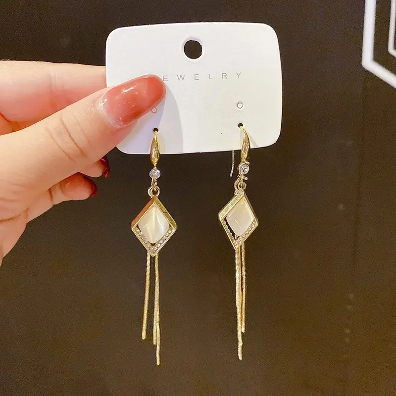 Geometric Pearl Earrings for Women, Fashion Tassel Stud Earrings, Vintage Elegant High-end Dangle Drop Earrings