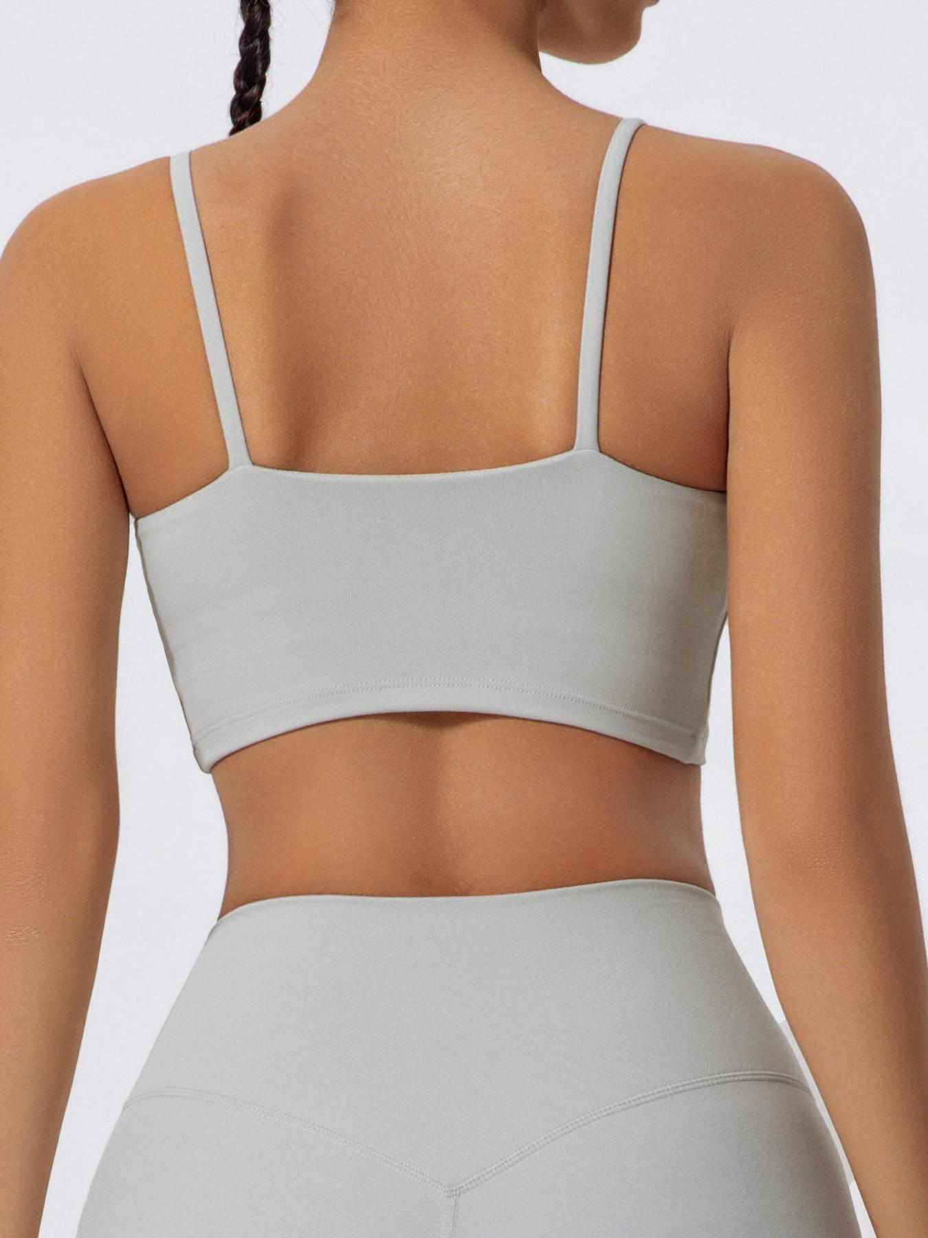 Women's Solid Color Yoga Sports Bra, High Stretch Breathable Comfortable Backless Buckleless Sports Bra, Ladies Sportswear for Indoor Outdoor Wear, Sporty Breathable Bras