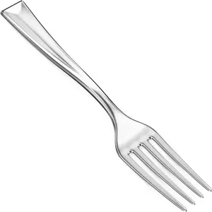 Super Elegant, BPA Free 400ct Plastic Tasting Forks. Mini Cocktail or Sampling Fork Set for Hors D'Oeuvres, Appetizers, Shrimp and Seafood. Durable, Recyclable 4 Tine Utensil with Stainless Steel Look