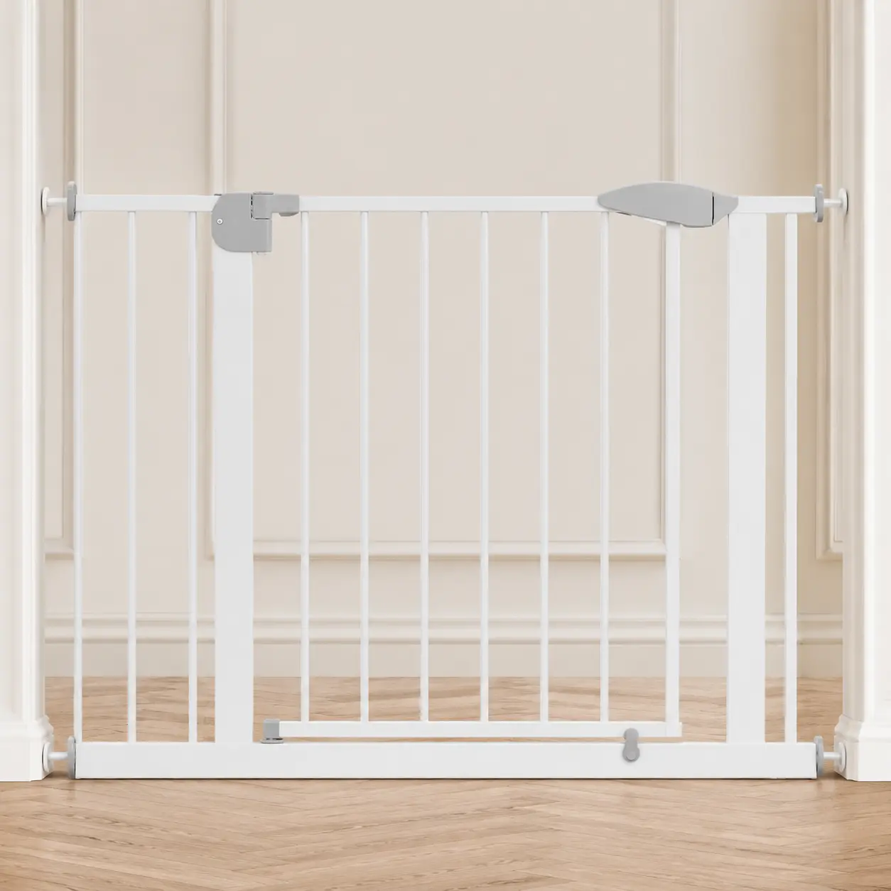 Littleox 29.5-44.1" Wide Pet Gate for Stairs, Dog Gate Indoor for Doorways, No Drilling Pressure Mounted Pet Gates for Kids, Easy Walk Through Safety Gate