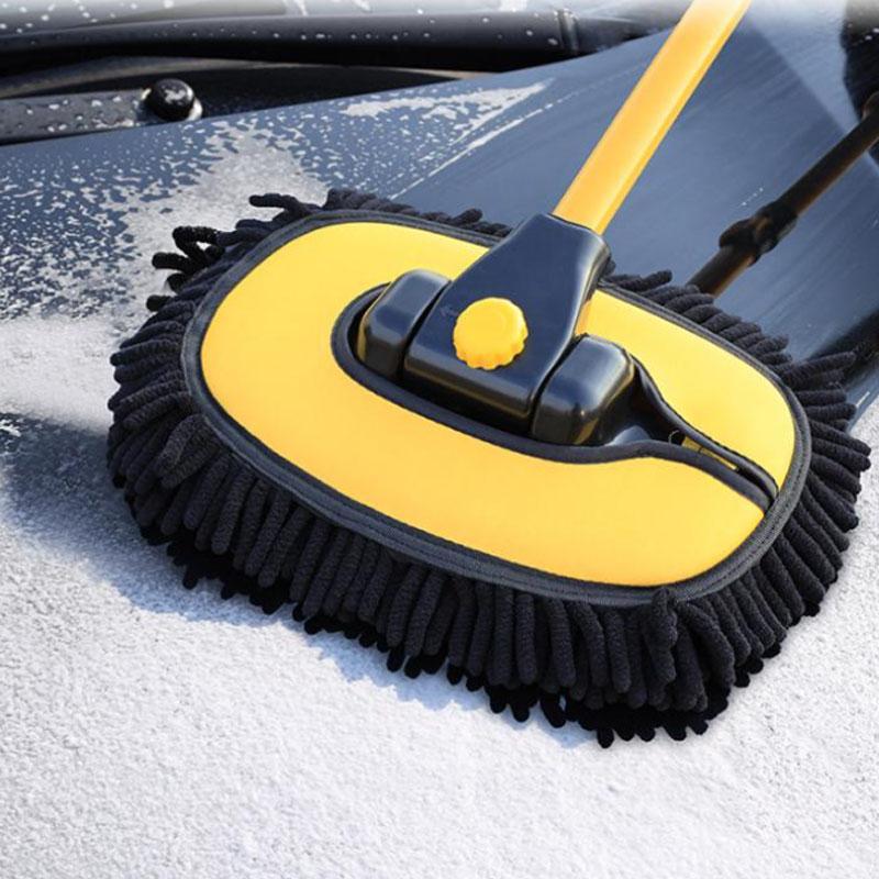 Car Cleaning Brushes, Telescoping Long Handle Car Wash Brush with Adjustable Mop Length, Cleaning Mop for Car Windows, Tire, Roof, Car Cleaning Tool