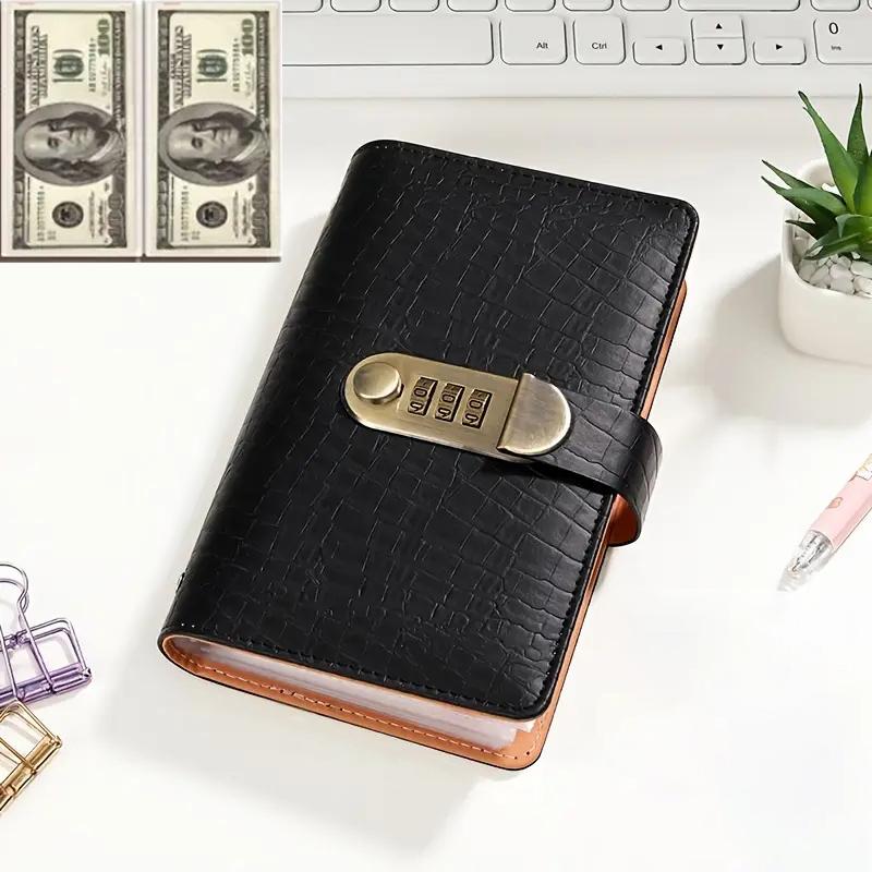 A6 Savings Notebook with Lock, 1 Count Small Cash & Finance Notebook, Savings Challenge Planner for Storing Money and Important Information