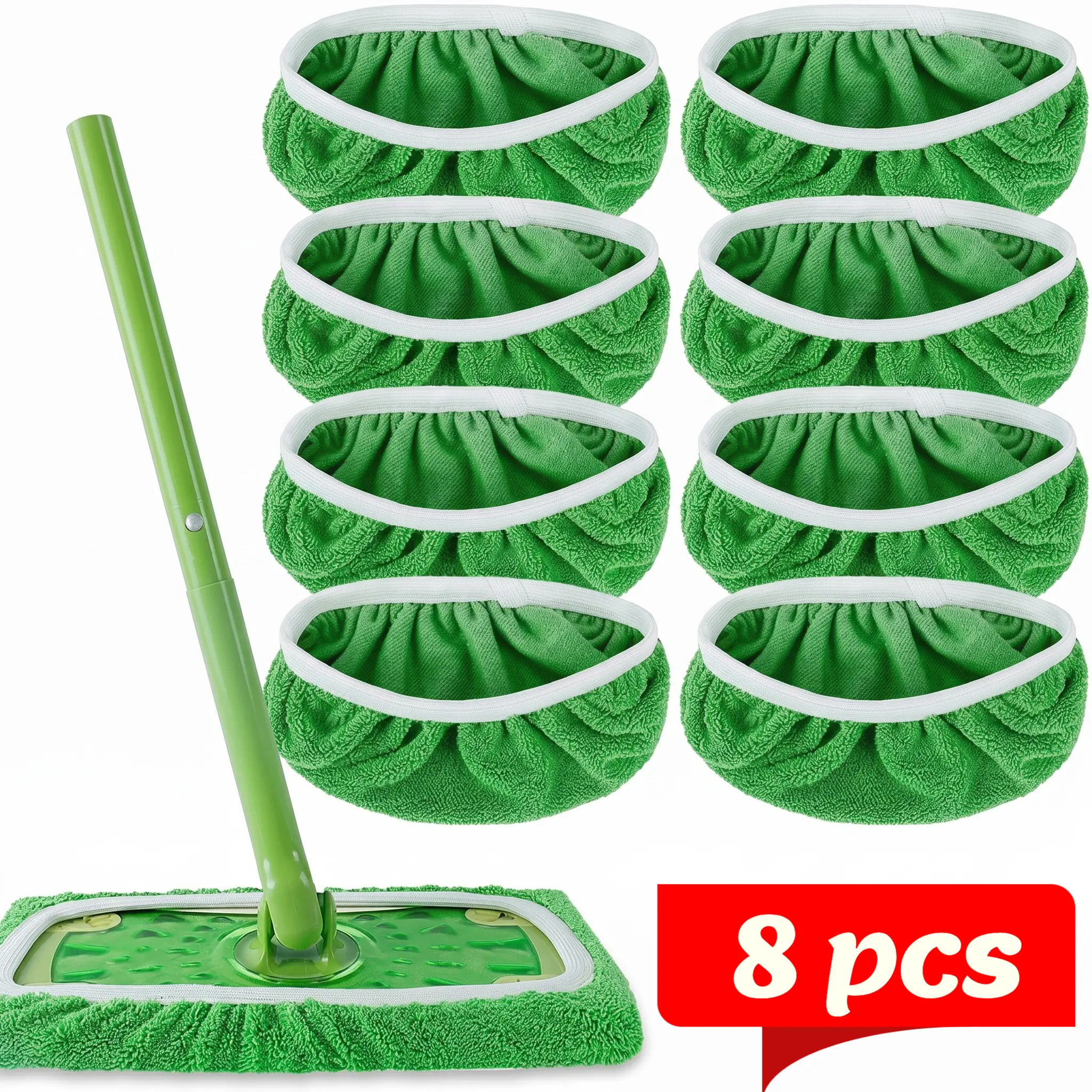 8Pcs Microfiber Mop Pads, Wet & Dry Flat Mop Replacement Covers, Reusable Cleaning Pads, Handle Not Included-YY1