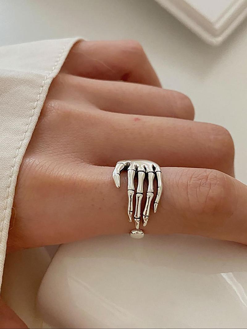1 Piece Women's Trendy Plain Skull Hand Design Alloy Ring, Personalized Fashion Street Hip Hop Style Party Accessories 1 Piece Women's Trendy Plain Skull Hand Design Alloy Ring, Personalized Fashion Street Hip Hop Style Party Accessories