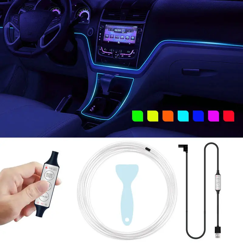 20-Color Waterproof Interior LED Vehicle Lights Kit, Multifunctional Car LED Plug-In Ambient Neon Wire, Auto Accessories with Clothes-Compatible Accents for Car Center Console & Dashboard Decor