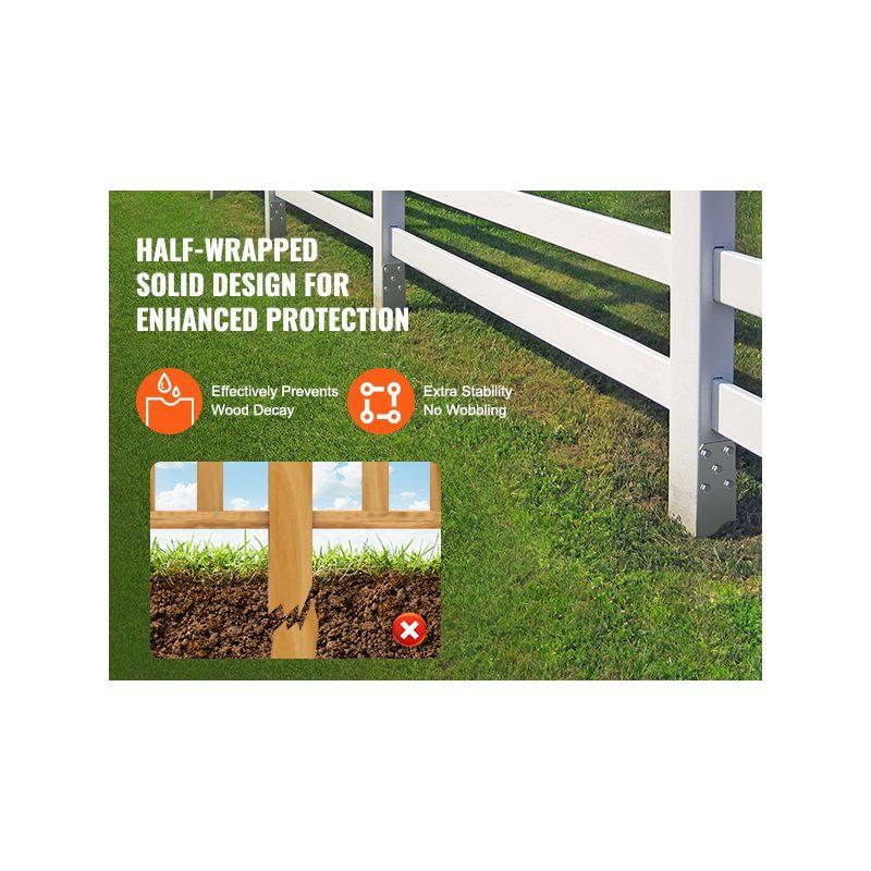 VEVOR No Dig Ground Anchor, 4 Pack 3.94x 2.76x 27.56 in DIY Screw in Post Stake, Includes 6 Lag Bolts a Rebar, U-Shape Heavy Duty Steel Post Holder, Great for Mailbox Posts and Fence Posts