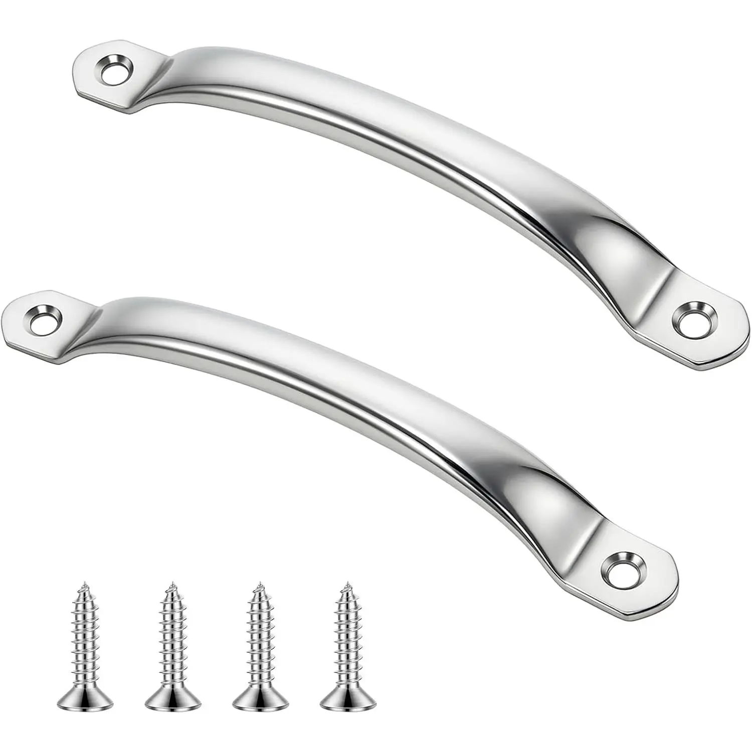 KALIONE 5.7" Silver Stainless Steel Door Handle, Suitable for Garage Door, Gate, Screen Door, Shed Door, Outdoor Wooden Fences
