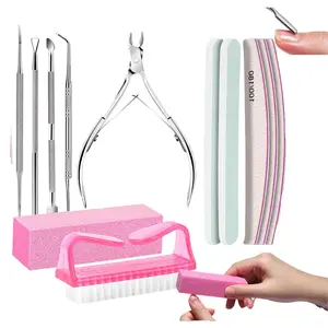 Professional Manicure Pedicure Nail Care Kit for Women, All-in-One Nail Prep Grooming Tool Set with 100/180 Grit Nail Files, Nail Buffer Block, Cuticle Nippers, Cuticle Trimmer & Cuticle Pusher, Salon Quality Nail Tools for Home & Salon Use