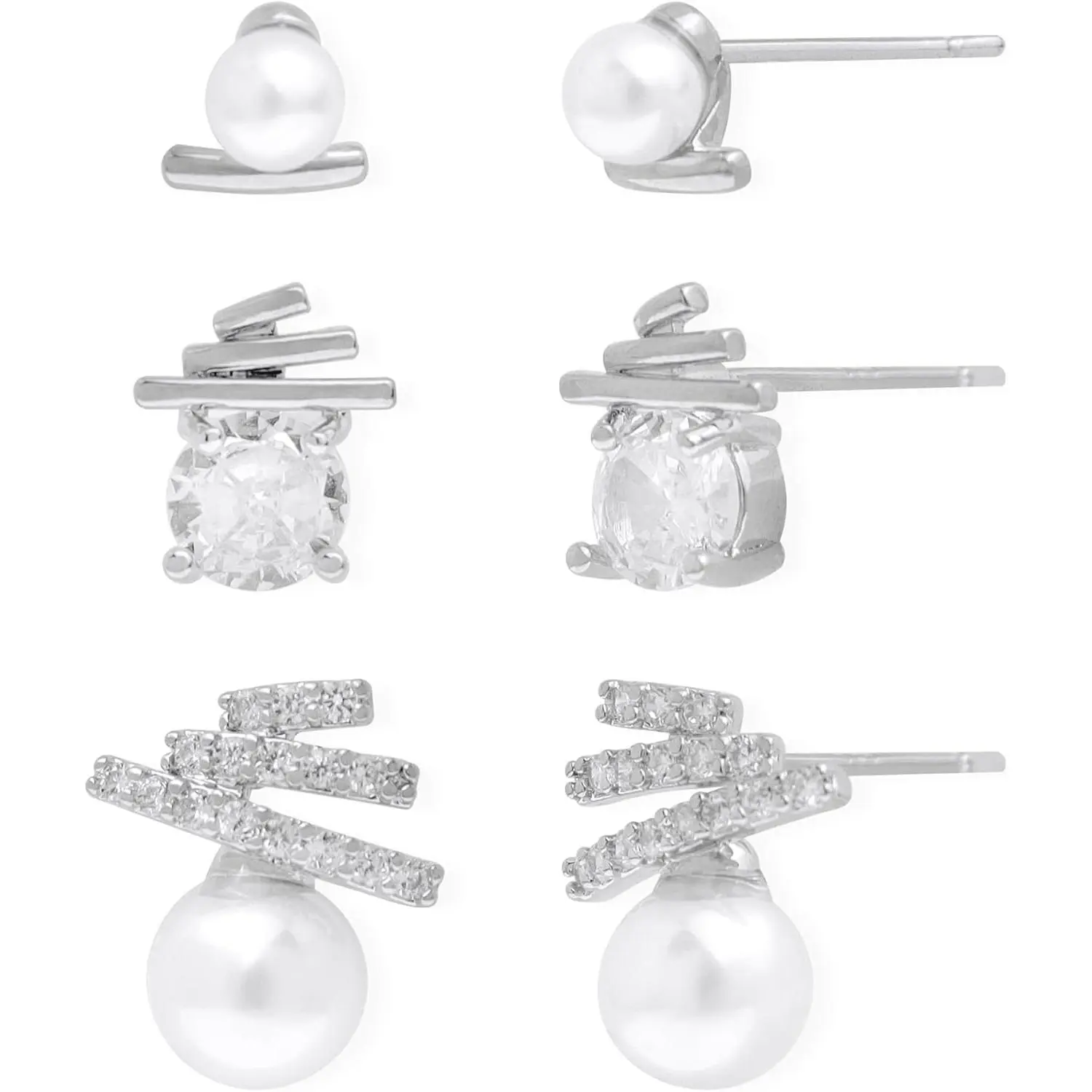 3 Pairs Danity Small  Earrings Set for Women, Sparkly Elegant Rhinestone Cubic Zirconia Stud Cartilage Earings Prom Wedding Fashion
