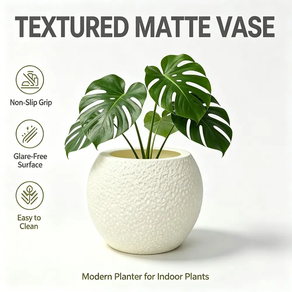 Matte Finish Textured Planter Pot, Durable Indoor Plant Container, Suitable for Monstera & Pothos, Modern Home Decor Accent