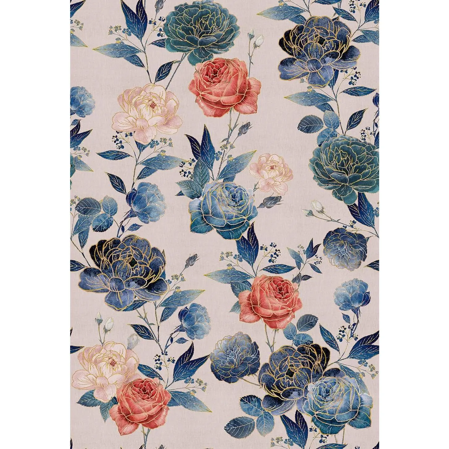 Self Adhesive Blue Floral Drawer Liner Contact Paper Peel and Stick Rose Floral Wallpaper for Girls Shelves Cabinets Dresser Table Furniture Walls Decal 17.7X117 Inches